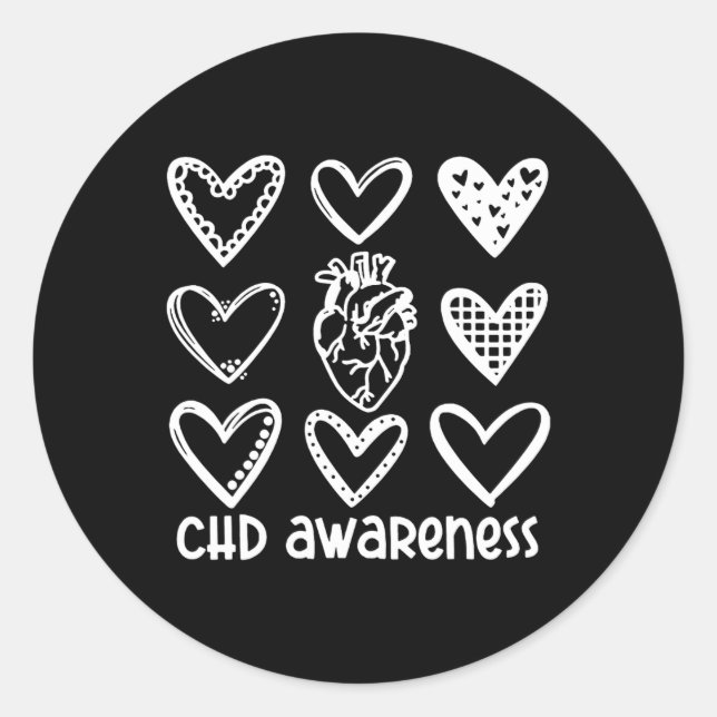 Chd Awareness Warrior-heart Disease Month Awarenes Classic Round Sticker (Front)