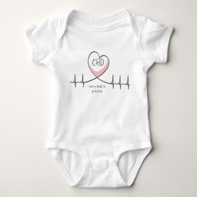 CHD EKG Heart Warrior Baby Jersey Bodysuit (Front)