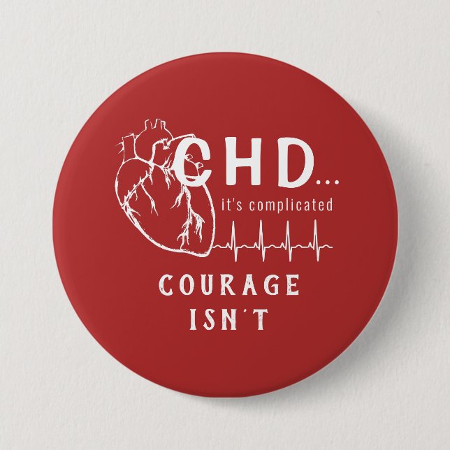 CHD Heart Sketch EKG Button (Front)