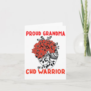 Chd Warrior Proud Grandma Pretty Red Floral Heart Card