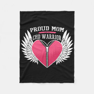 Chd Warrior Proud Mum Zipper Heart With Angel Wing Fleece Blanket