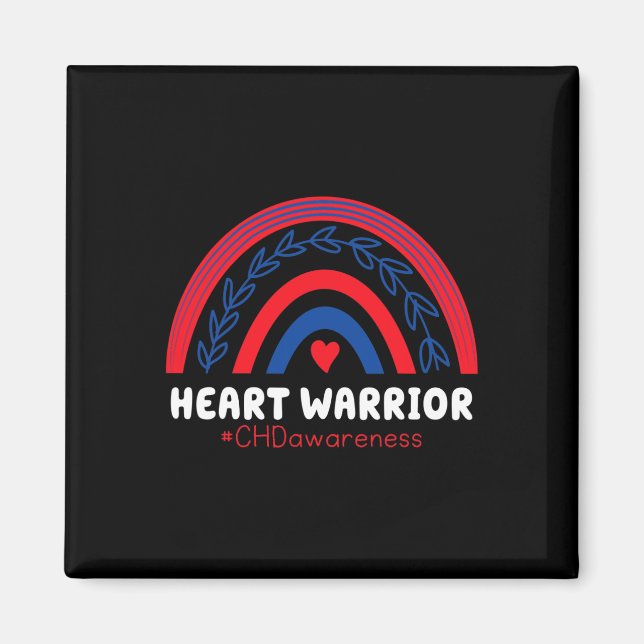 Chd Warrior Red And Blue Rainbow Heart Disease Awa Magnet (Front)
