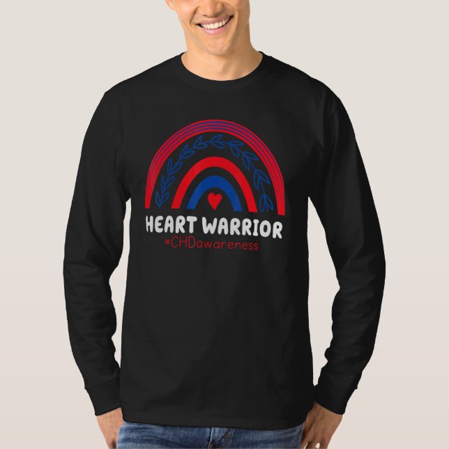 Chd Warrior Red & Blue Rainbow He Disease Awarenes T-Shirt (Front)