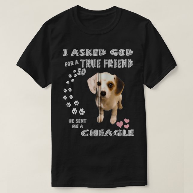 Cheagle Saying Mom Dad Print, Cute Beagle Chihuahu T-Shirt (Design Front)