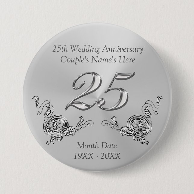 Cheap 25th Anniversary Party Favours for Guests 7.5 Cm Round Badge (Front)
