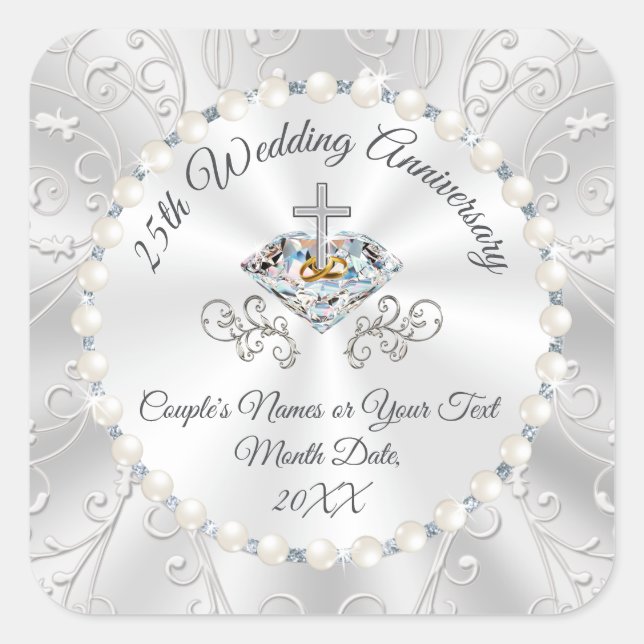 Cheap 25th Anniversary Stickers for Party Favours (Front)