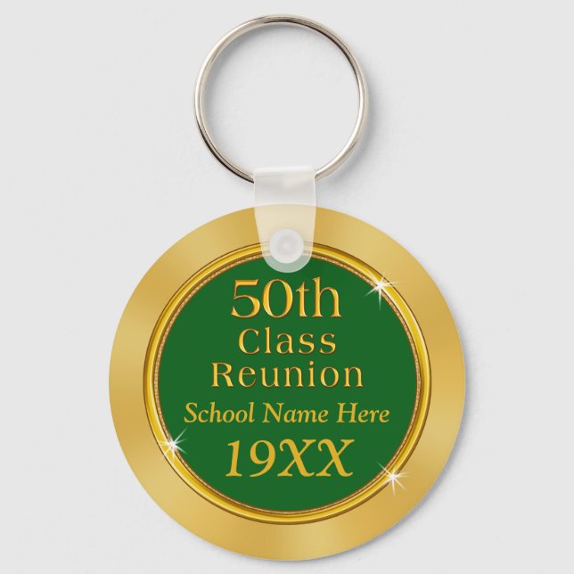 Cheap 50th Class Reunion Keychains, School Name Key Ring (Front)
