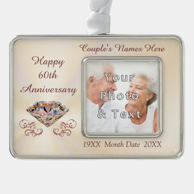 Cheap 60th Personalised Anniversary Ornaments (Front)