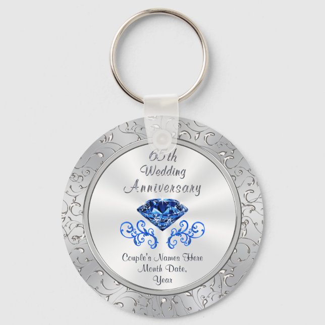Cheap 65th Wedding Anniversary Party Favours Key Ring (Front)