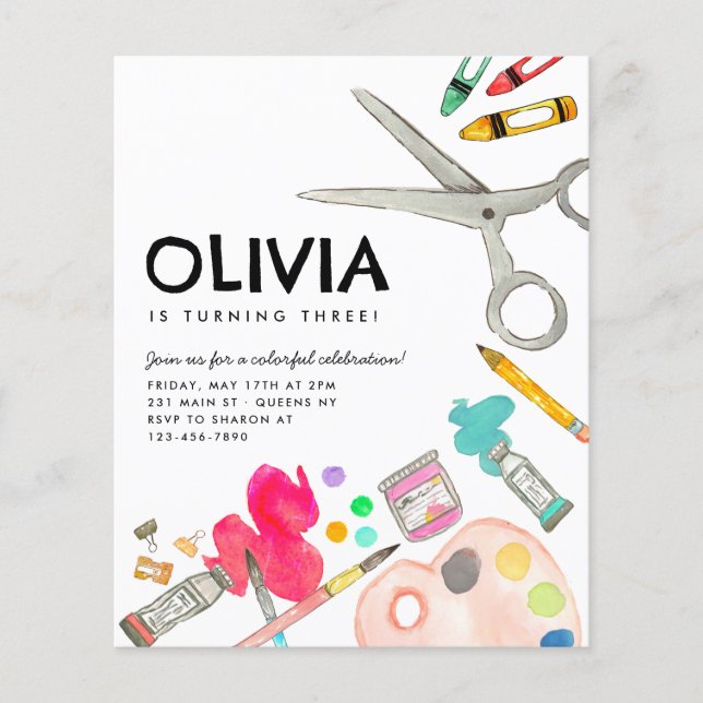 Cheap Art Artist Paint Party Painting Birthday Flyer (Front)