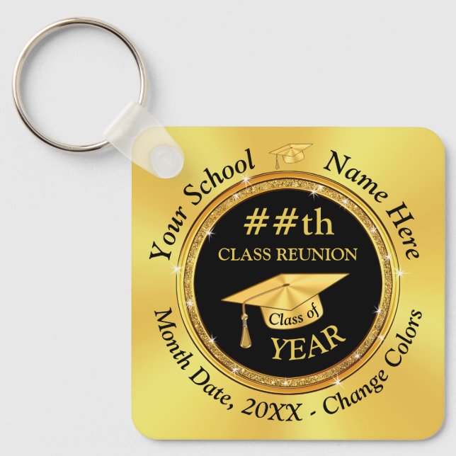 Cheap Black and Gold, Class Reunion Gift Ideas,  Key Ring (Front)