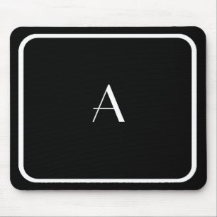Cheap Black Mousepad w/ White Monogram & Frame