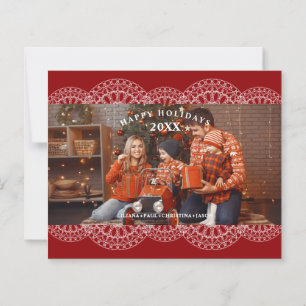 Cheap Christmas Red Nice Lace Effect Family Photo