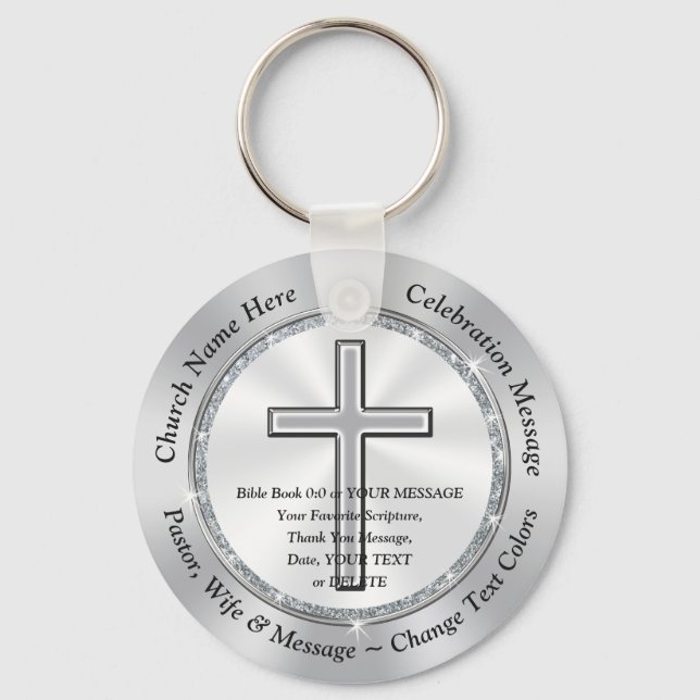 Cheap Church Anniversary Favours Cross 3 Text Boxe Key Ring (Front)