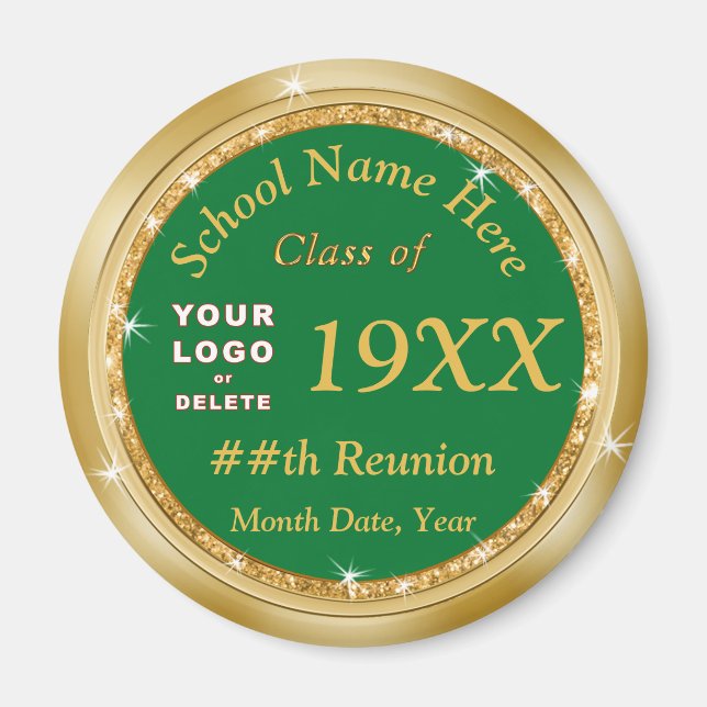 Cheap Class Reunion Gifts, Customisable Green Gold Magnet (Front)