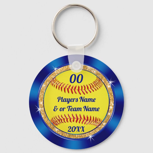 Cheap Cute Softball Team Gift Ideas Personalized Key Ring (Front)