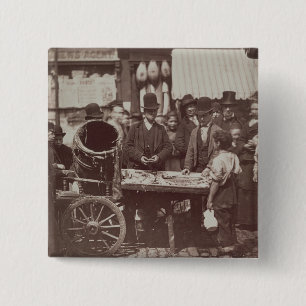 Cheap Fish of St. Giles, from 'Street Life in Lond 15 Cm Square Badge