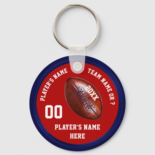 Cheap Football Gifts for Players Red White Blue Key Ring (Front)