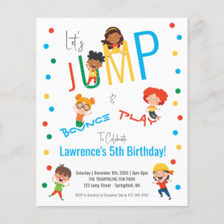 Cheap Fun Trampoline Park Jump Kids Party Birthday Flyer