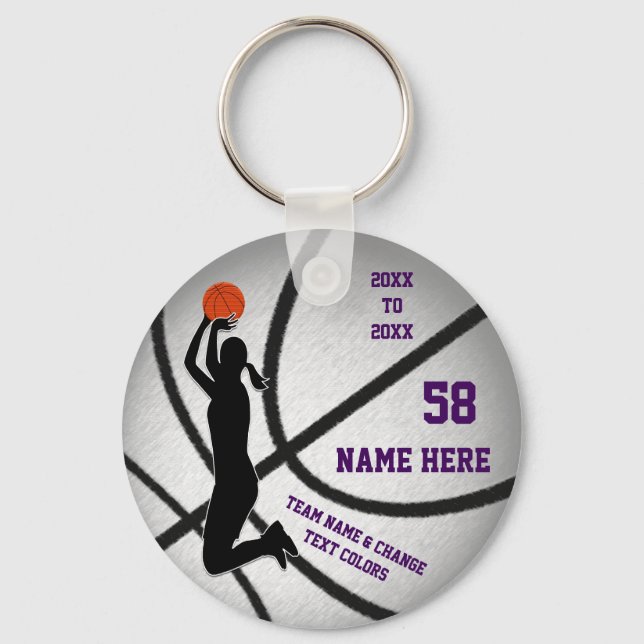 Cheap, Girls Basketball Gifts, CHANGE TEXT COLORS Key Ring (Front)