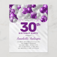 Cheap Glam Purple Silver Balloon Glitter Birthday