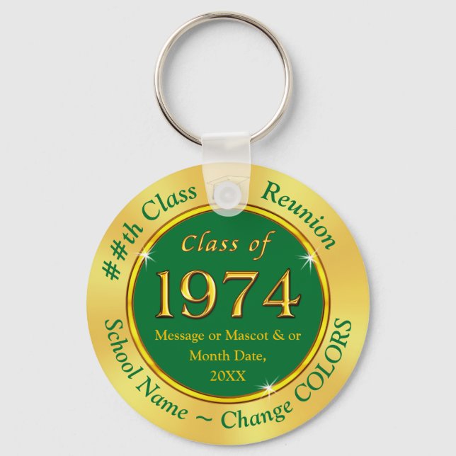 Cheap Green and Gold, Class of 1974, Favours Key Ring (Front)