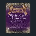 Cheap Masquerade Purple Gold Glam Glitter Birthday Flyer<br><div class="desc">Modern Glam Masquerade Purple Violet Lavender Plum Gold Glitter Sparkle Dust Birthday Party Invitation</div>