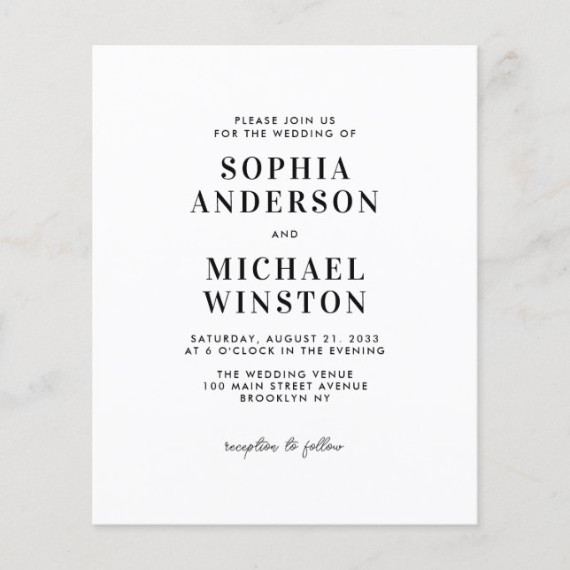 Cheap Modern Minimalist RSVP QR Photo Wedding Flyer (Front)