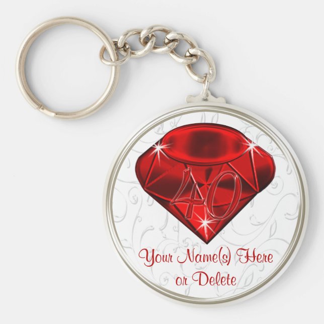 Cheap Personalised 40th Birthday Party Favours Key Ring (Front)