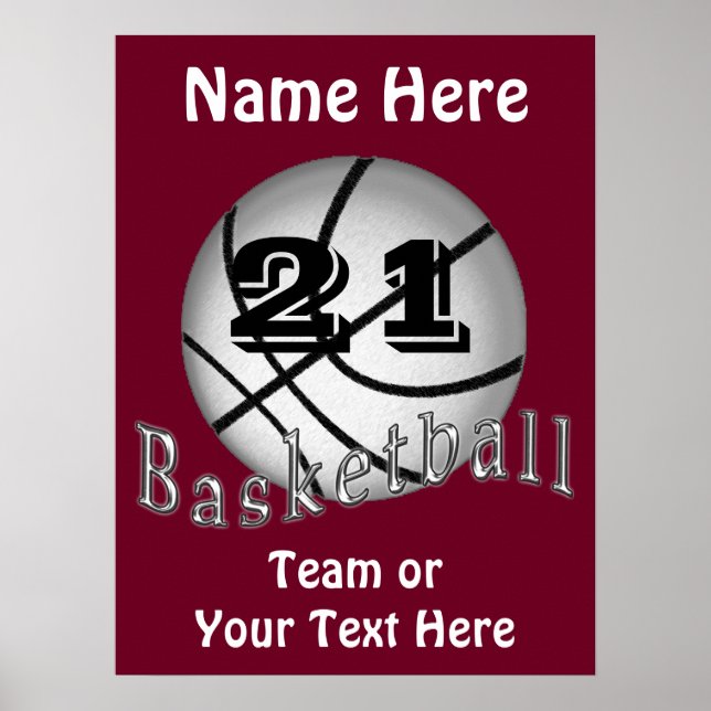 Cheap Personalised Basketball Posters YOUR TEXT (Front)