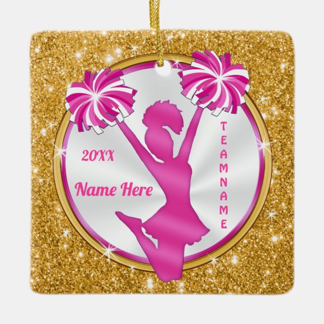 Cheap Personalised Cheerleading Gifts for Team Ceramic Ornament (Front)