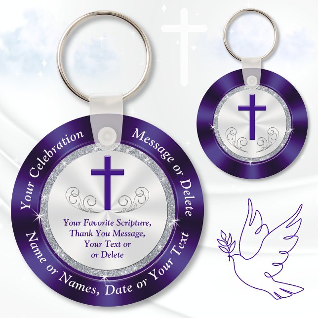 Cheap, Personalised Church Favours for Any Occasio Key Ring (Church anniversary party favors. Personalized, Christian favors. Gift ideas for church members. )