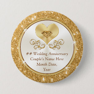 Cheap Personalised Golden Anniversary Party 7.5 Cm Round Badge