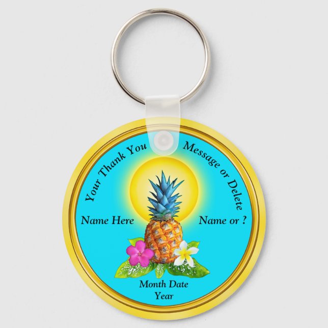 Cheap Personalised Hawaiian Party Favours Key Ring (Front)
