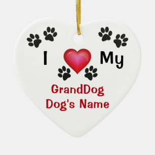 Cheap Personalised I Love My GrandDog Ornament