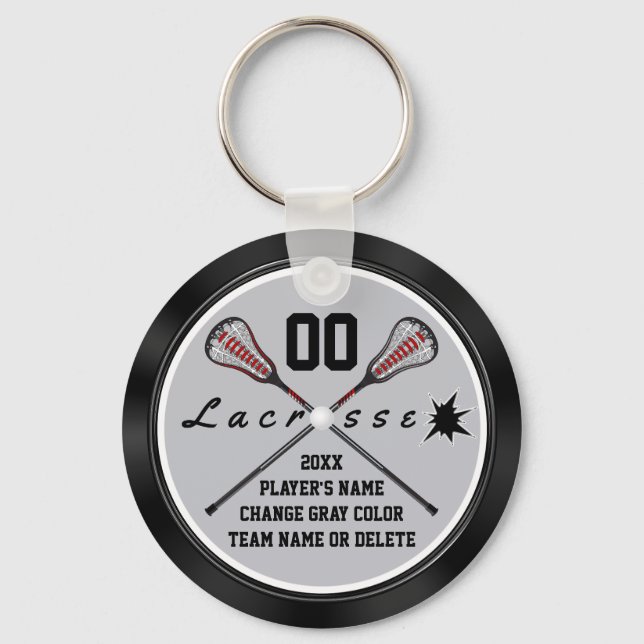 Cheap Personalised Lacrosse Team Gifts, Your Text Key Ring (Front)