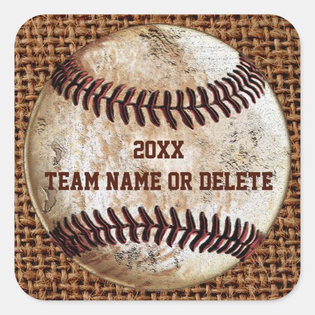Cheap Personalised Rustic Team Baseball Stickers (Front)