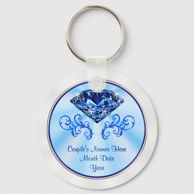 Cheap Personalised Sapphire Party Favours Key Ring (Front)