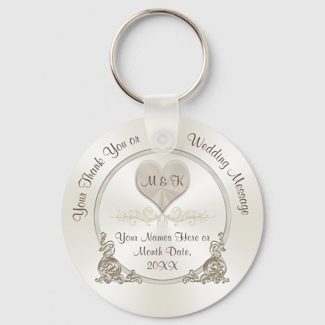 Cheap Personalized Wedding Favors, Bulk Discounts Key Ring (Front)