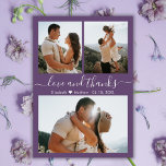 Cheap Photo Collage Mauve Wedding Thank You Flyer<br><div class="desc">Cheap Modern Elegant Hand Lettered "Love and thanks" Script Wedding (3) Three Photo Collage Thank You personalised affordable low budget flyer. Stylish wedding thank you template featuring three photo on the front and 1 photo on the back. ***PLEASE NOTE! *** SCROLL DOWN FOR MORE INFO! *** With the text "Love...</div>