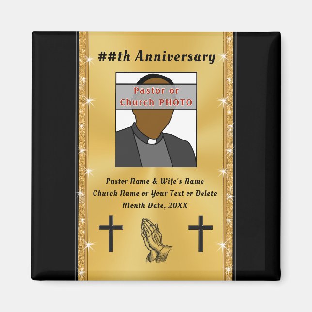 Cheap Photo Personalised Pastor Anniversary Favour Magnet (Front)