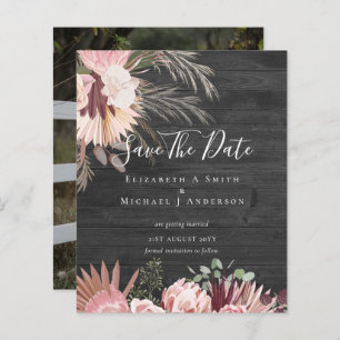 CHEAP PHOTO SAVE DATES - Pampas Grass Burgundy