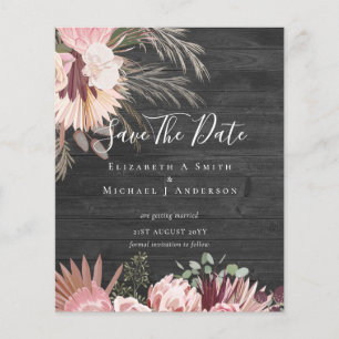 CHEAP PHOTO SAVE DATES - Pampas Grass Burgundy Flyer
