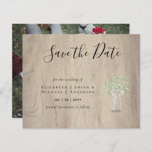 CHEAP Photo Save Dates Rustic Gypsophila Mason Jar
