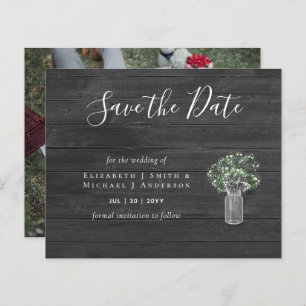 CHEAP Photo Save Dates Rustic Gypsophila Mason Jar