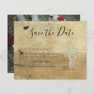 CHEAP Photo Save Dates Rustic Gypsophila Mason Jar