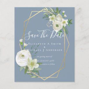 CHEAP Photo Save Dates White Floral Greenery Leaf Flyer