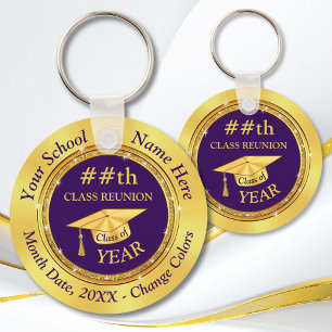 Cheap Purple and Gold, 35 year Class Reunion Ideas Key Ring