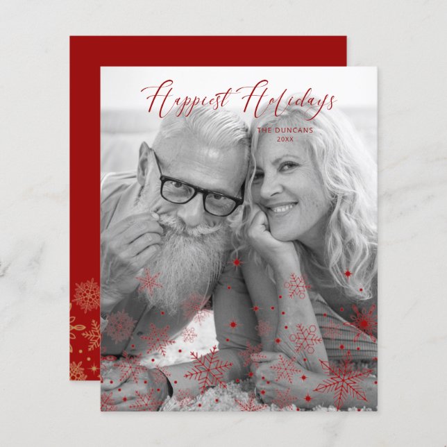 Cheap Red Christmas Snowflakes Happiest Holidays (Front/Back)