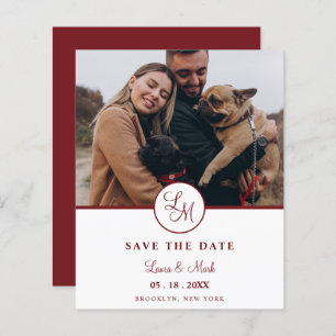 Cheap Red Rustic Photo Minimalist Wedding Initials